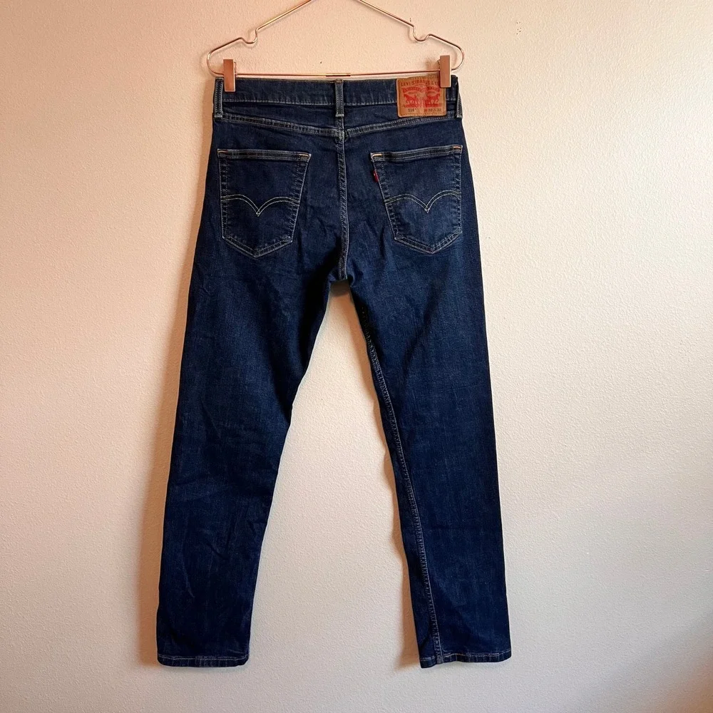 Levi's Jeans Men 32x32 Dark Wash 514 Straight Fit Denim Pants Indigo Stretch